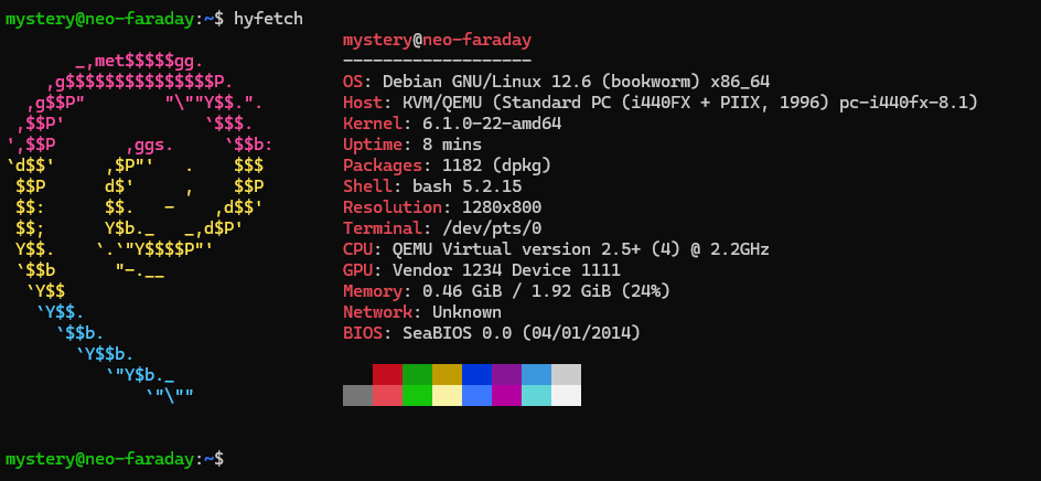 Server specifications.